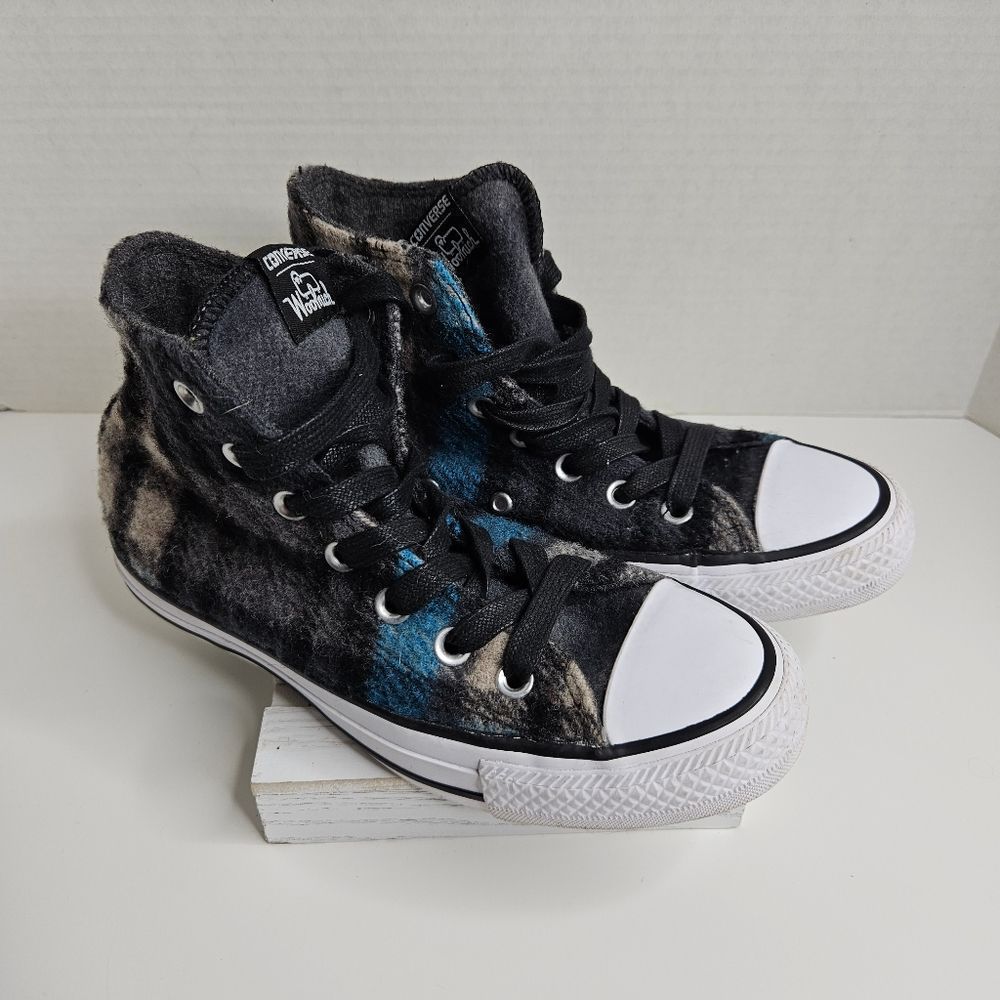 Converse X Woolrich Gray/Blue/Black, Hi Top Big Kid Size 3